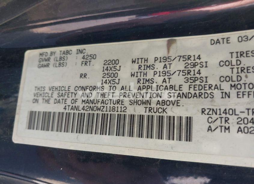 Photo 9 of 1998 Toyota Tacoma (VIN 4TANL42N0WZ118112)
