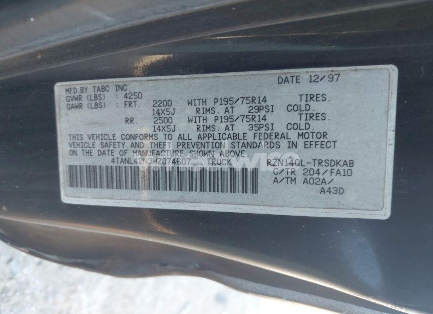 Photo 9 of 1998 Toyota Tacoma (VIN 4TANL42N3WZ074607)