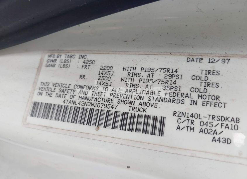 Photo 9 of 1998 Toyota Tacoma (VIN 4TANL42N3WZ079547)