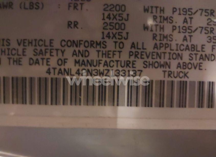 Photo 9 of 1998 Toyota Tacoma (VIN 4TANL42N3WZ133137)