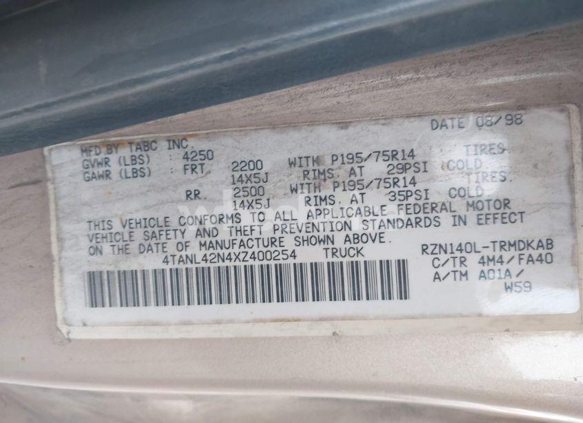 Photo 9 of 1999 Toyota Tacoma (VIN 4TANL42N4XZ400254)