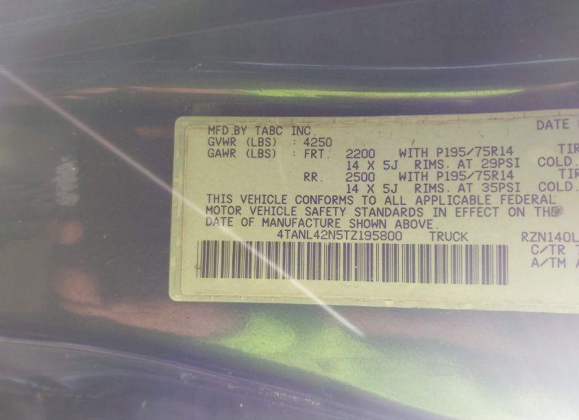 Photo 9 of 1996 Toyota Tacoma (VIN 4TANL42N5TZ195800)