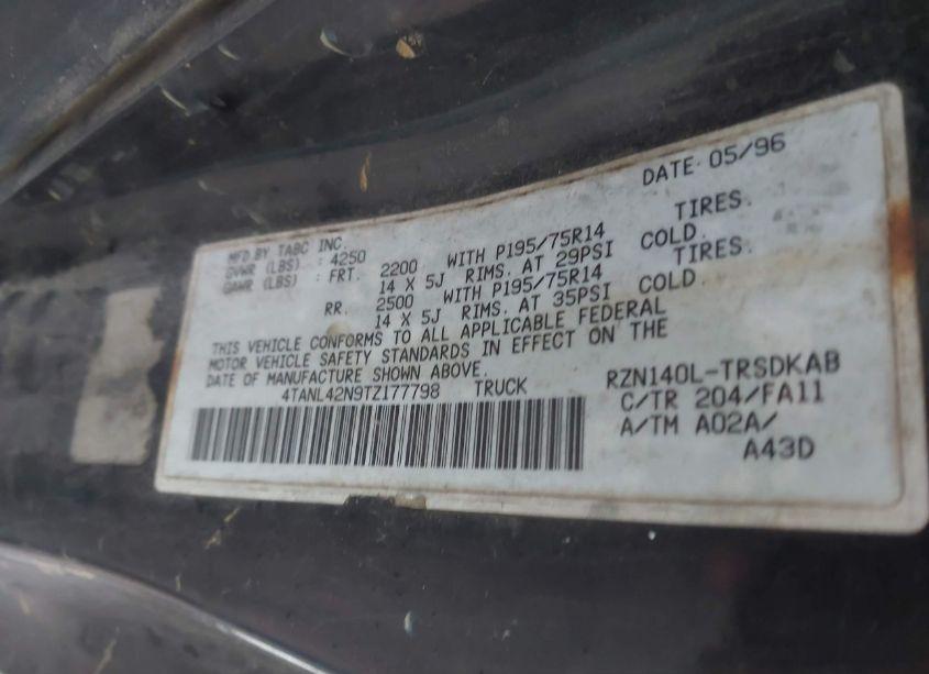 Photo 9 of 1996 Toyota Tacoma (VIN 4TANL42N9TZ177798)