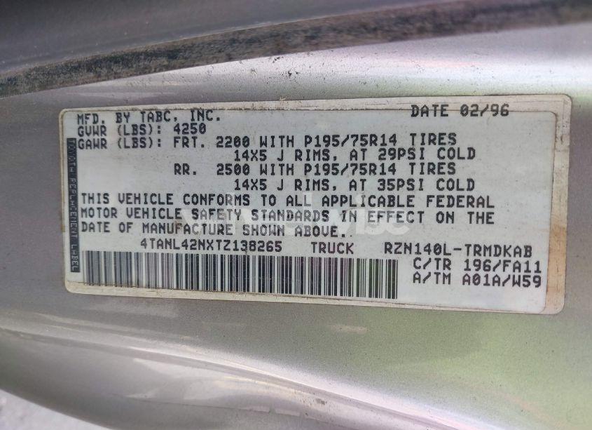 Photo 9 of 1996 Toyota Tacoma (VIN 4TANL42NXTZ138265)