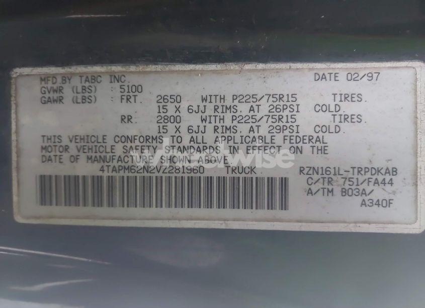 Photo 9 of 1997 Toyota Tacoma (VIN 4TAPM62N2VZ281960)