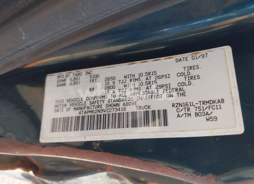 Photo 9 of 1997 Toyota Tacoma BASE (M5) (VIN 4TAPM62N9VZ273418)