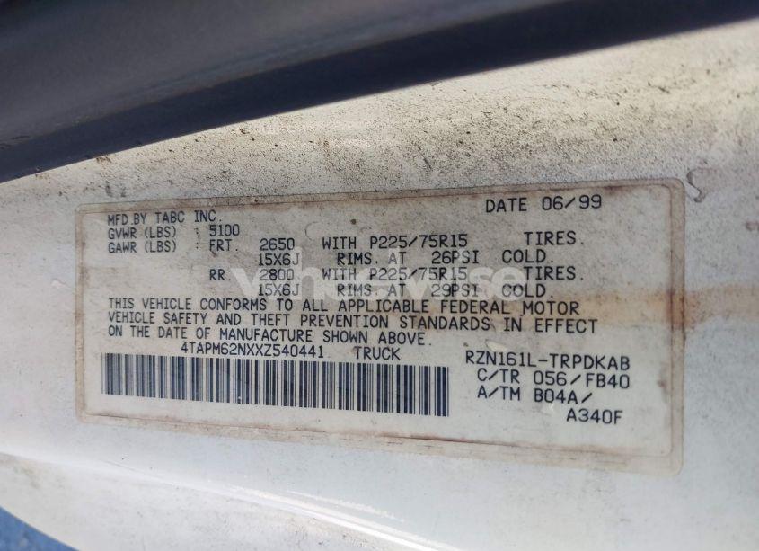 Photo 9 of 1999 Toyota Tacoma (VIN 4TAPM62NXXZ540441)