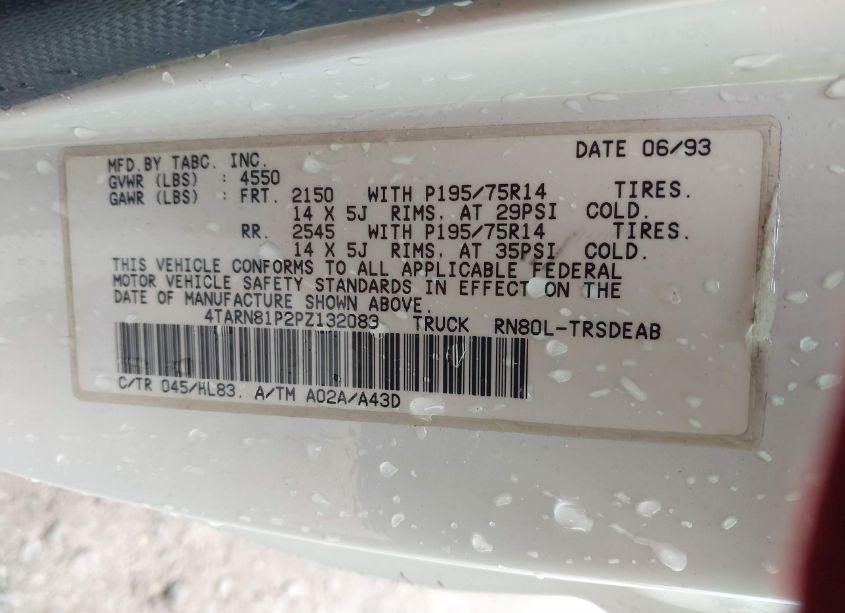 Photo 9 of 1993 Toyota Pickup 1/2 TON SHORT WHLBSE DX (VIN 4TARN81P2PZ132083)