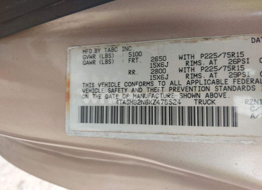 Photo 9 of 1999 Toyota Tacoma PRERUNNER (VIN 4TASM92N6XZ476524)