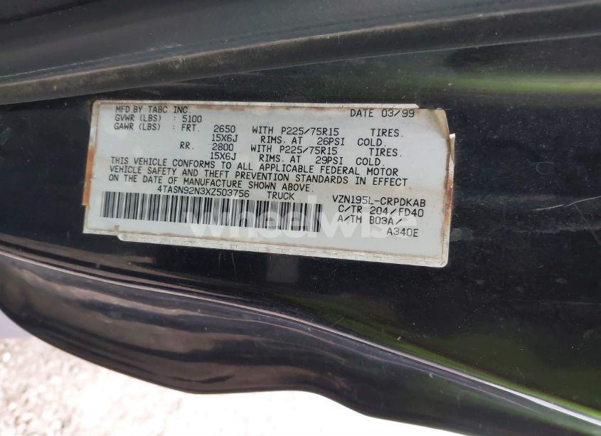 Photo 9 of 1999 Toyota Tacoma PRERUNNER V6 (VIN 4TASN92N3XZ503756)