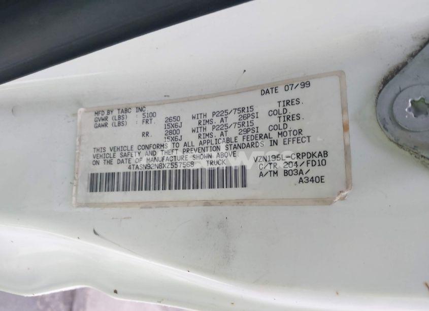 Photo 9 of 1999 Toyota Tacoma PRERUNNER V6 (VIN 4TASN92N8XZ557568)