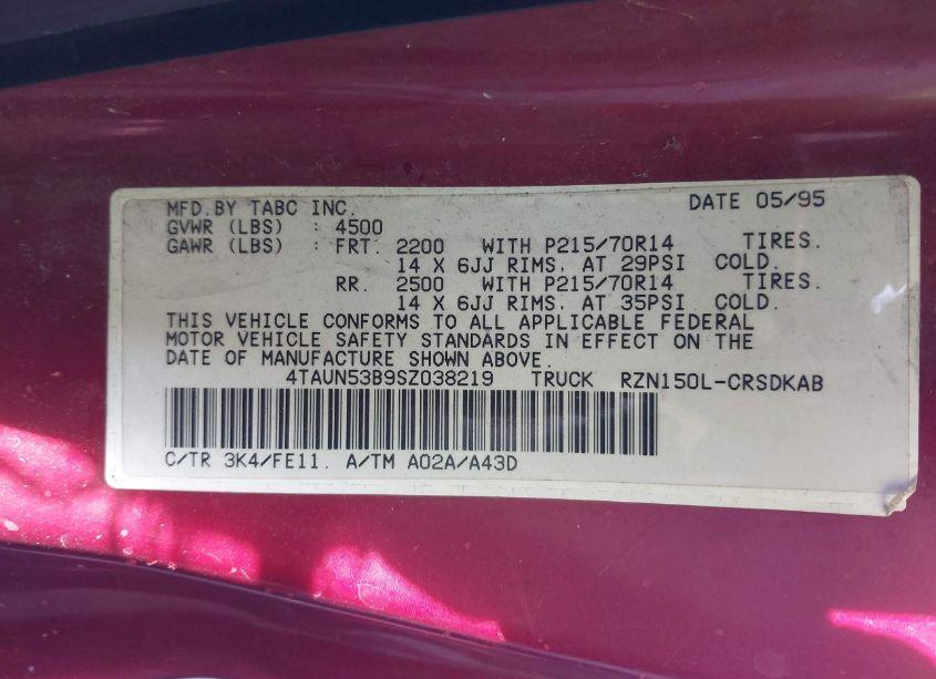 Photo 9 of 1995 Toyota Tacoma XTRACAB (VIN 4TAUN53B9SZ038219)