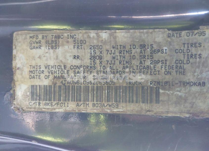Photo 9 of 1995 Toyota Tacoma (VIN 4TAUN61C9SZ065809)