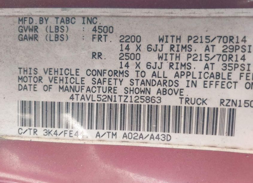 Photo 9 of 1996 Toyota Tacoma XTRACAB (VIN 4TAVL52N1TZ125863)