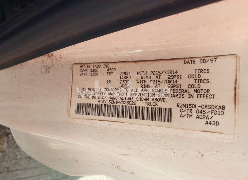 Photo 9 of 1998 Toyota Tacoma (VIN 4TAVL52N1WZ028022)