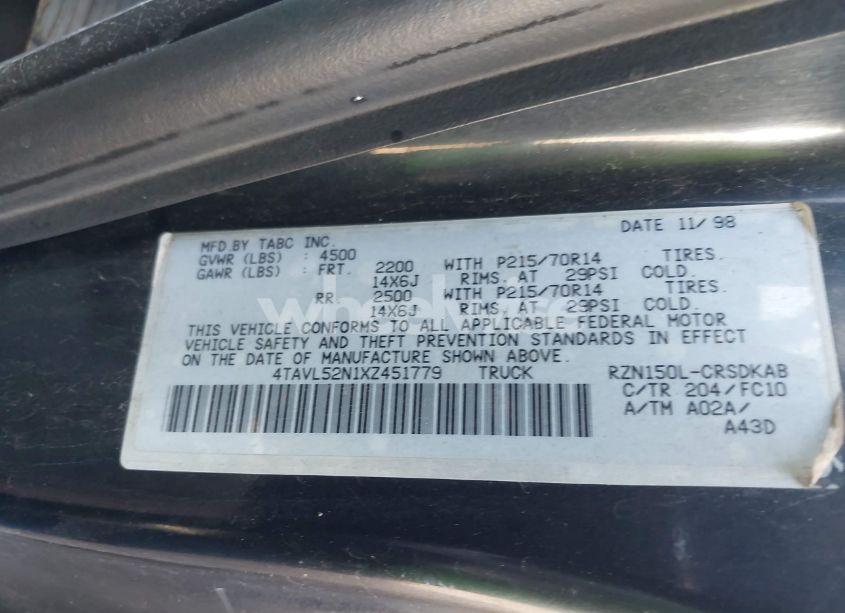 Photo 9 of 1999 Toyota Tacoma N/A (VIN 4TAVL52N1XZ451779)