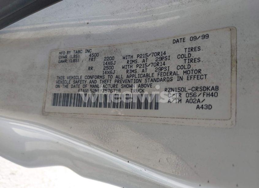 Photo 9 of 2000 Toyota Tacoma (VIN 4TAVL52N1YZ576718)