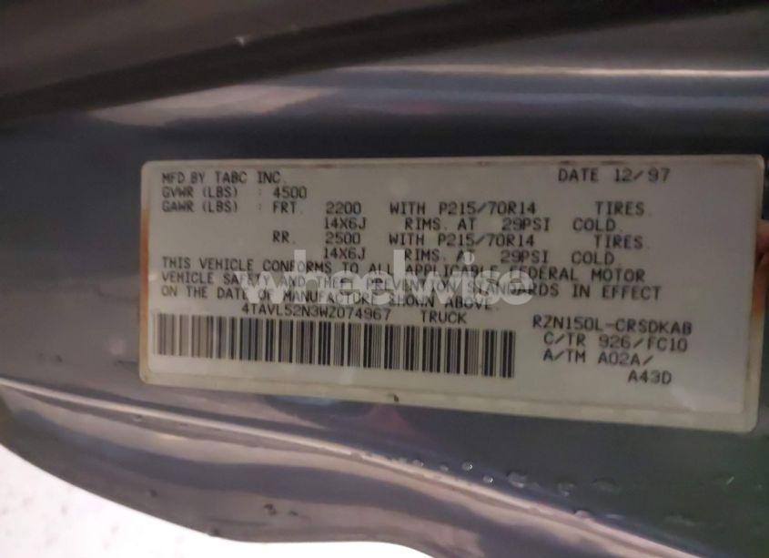 Photo 9 of 1998 Toyota Tacoma (VIN 4TAVL52N3WZ074967)