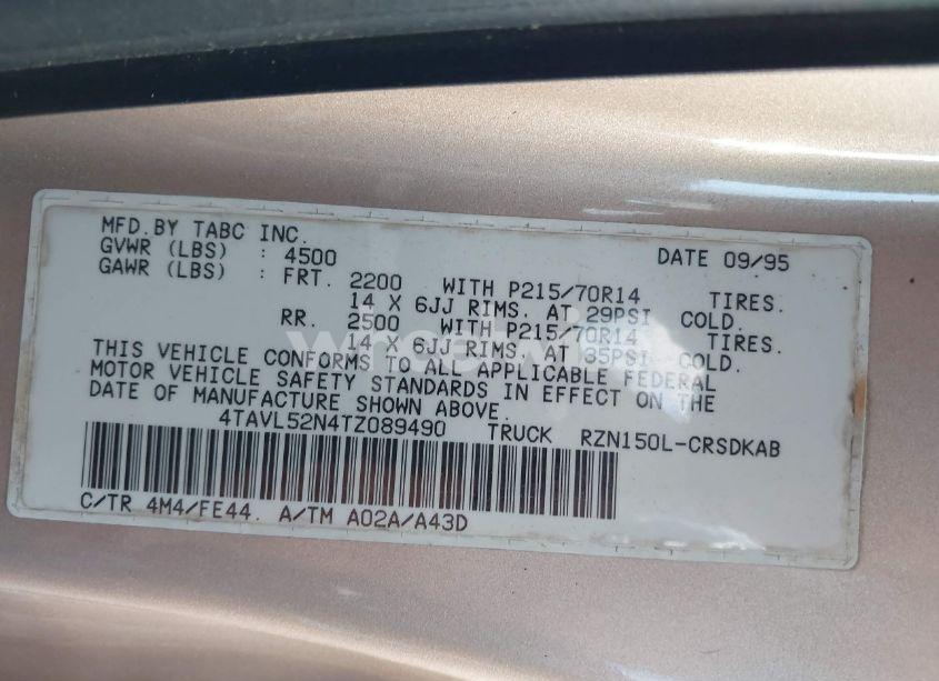 Photo 9 of 1996 Toyota Tacoma XTRACAB (VIN 4TAVL52N4TZ089490)