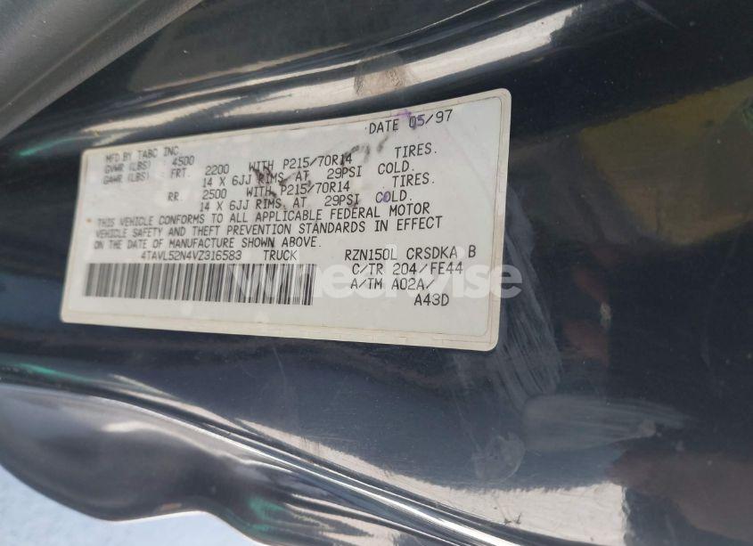 Photo 9 of 1997 Toyota Tacoma (VIN 4TAVL52N4VZ316583)