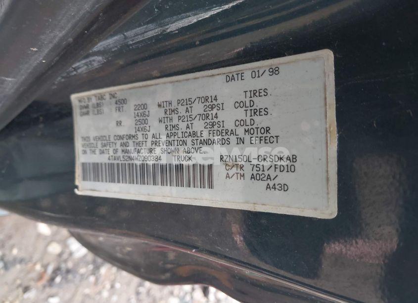 Photo 9 of 1998 Toyota Tacoma (VIN 4TAVL52N4WZ090384)