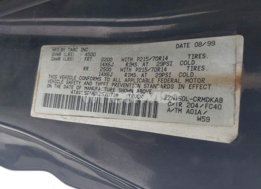 Photo 9 of 1999 Toyota Tacoma (VIN 4TAVL52N6XZ570718)
