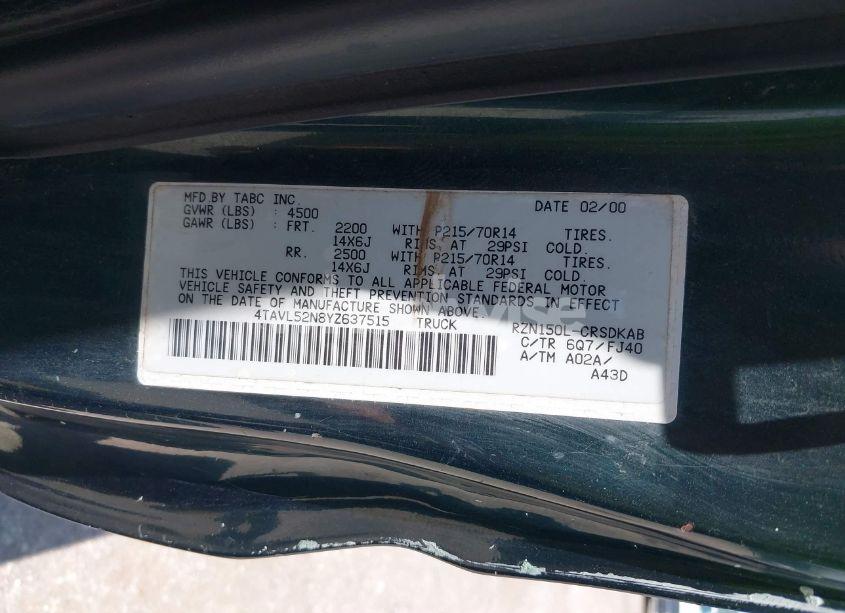 Photo 9 of 2000 Toyota Tacoma (VIN 4TAVL52N8YZ637515)