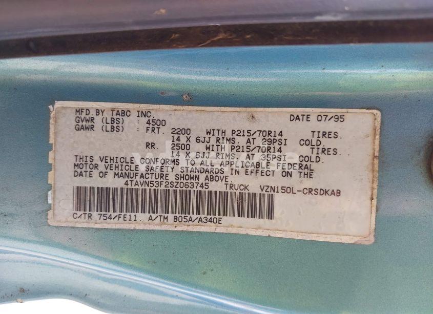 Photo 9 of 1995 Toyota Tacoma XTRACAB (VIN 4TAVN53F2SZ063745)