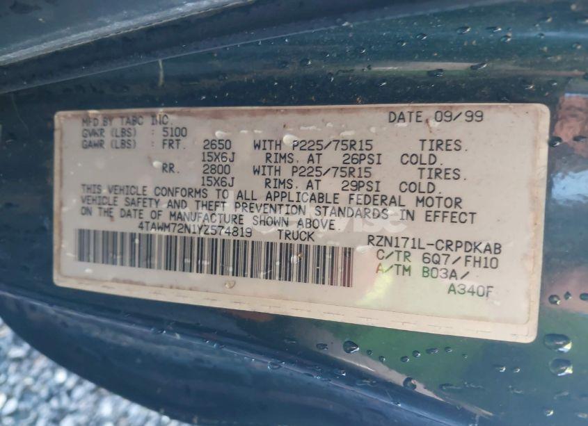 Photo 9 of 2000 Toyota Tacoma (VIN 4TAWM72N1YZ574819)