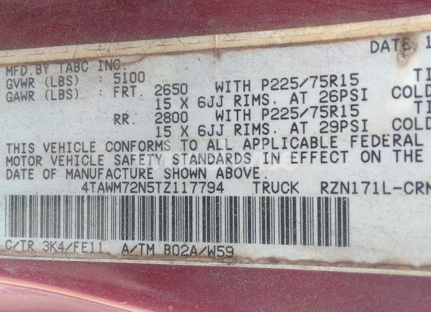 Photo 9 of 1996 Toyota Tacoma XTRACAB (VIN 4TAWM72N5TZ117794)