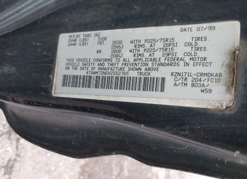 Photo 9 of 1999 Toyota Tacoma (VIN 4TAWM72N6XZ552765)