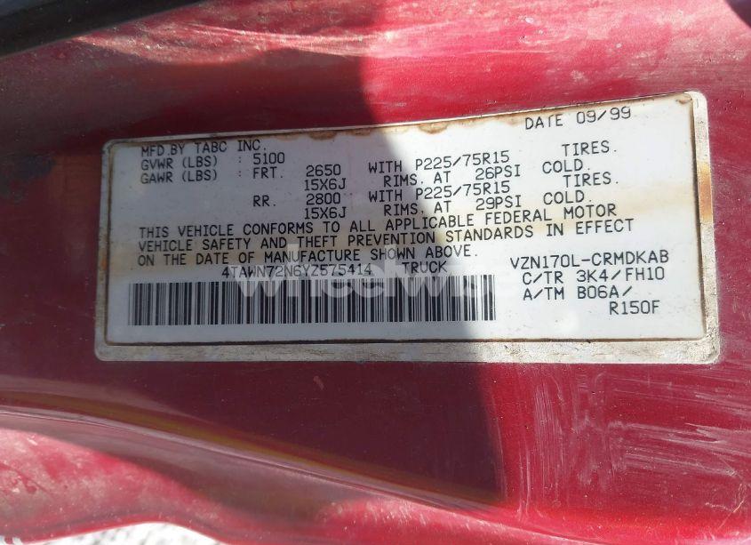 Photo 9 of 2000 Toyota Tacoma BASE V6 (VIN 4TAWN72N6YZ575414)