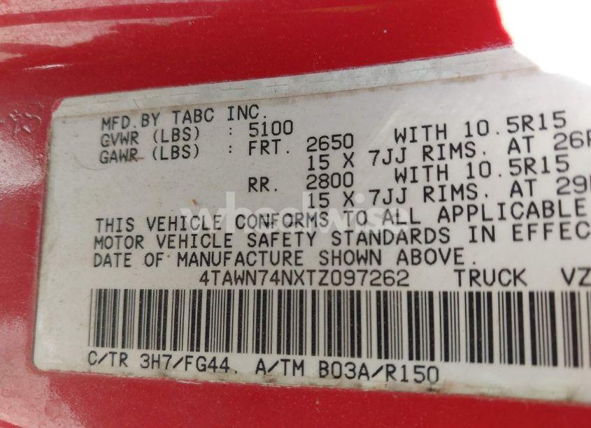 Photo 9 of 1996 Toyota Tacoma XTRACAB SR5 (VIN 4TAWN74NXTZ097262)