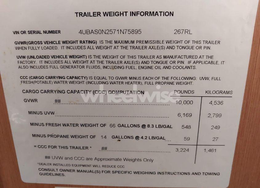 Photo 9 of 2007 Sunset Creek CREEK (VIN 4UBAS0N2571N75895)