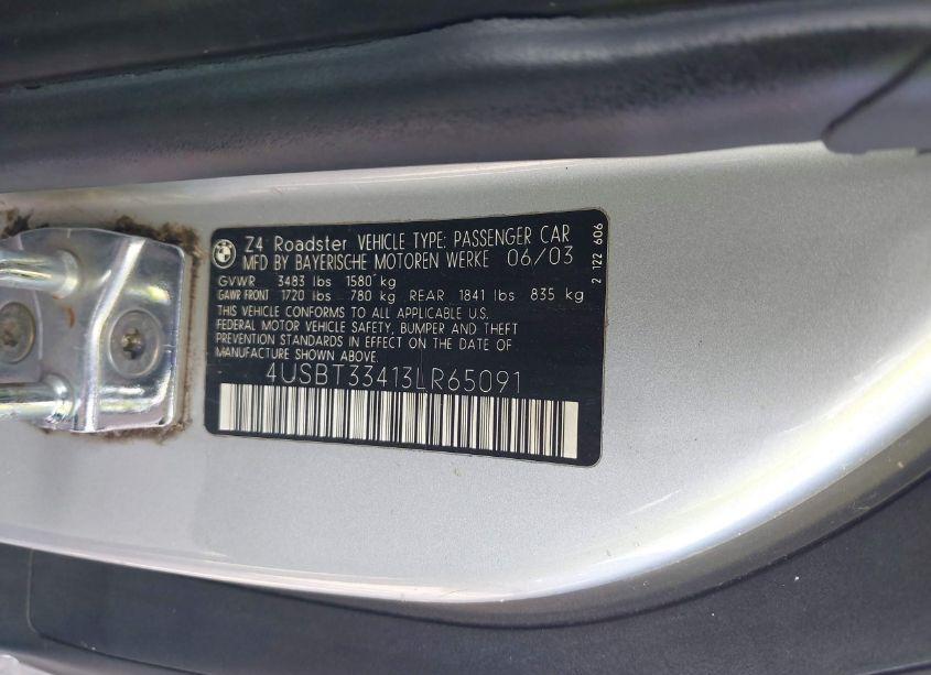 Photo 9 of 2003 Bmw Z4 2.5I (VIN 4USBT33413LR65091)