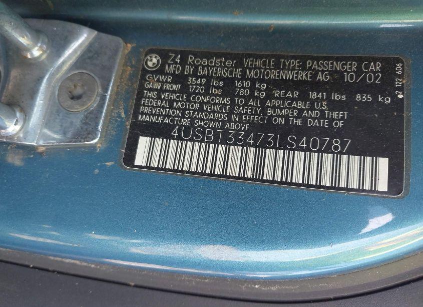 Photo 9 of 2003 Bmw Z4 2.5I (VIN 4USBT33473LS40787)