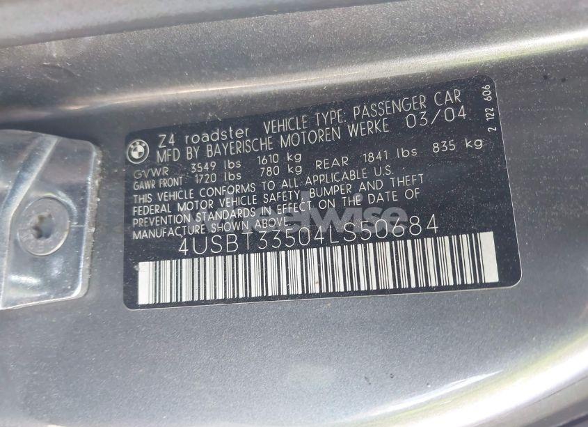 Photo 9 of 2004 Bmw Z4 2.5I (VIN 4USBT33504LS50684)