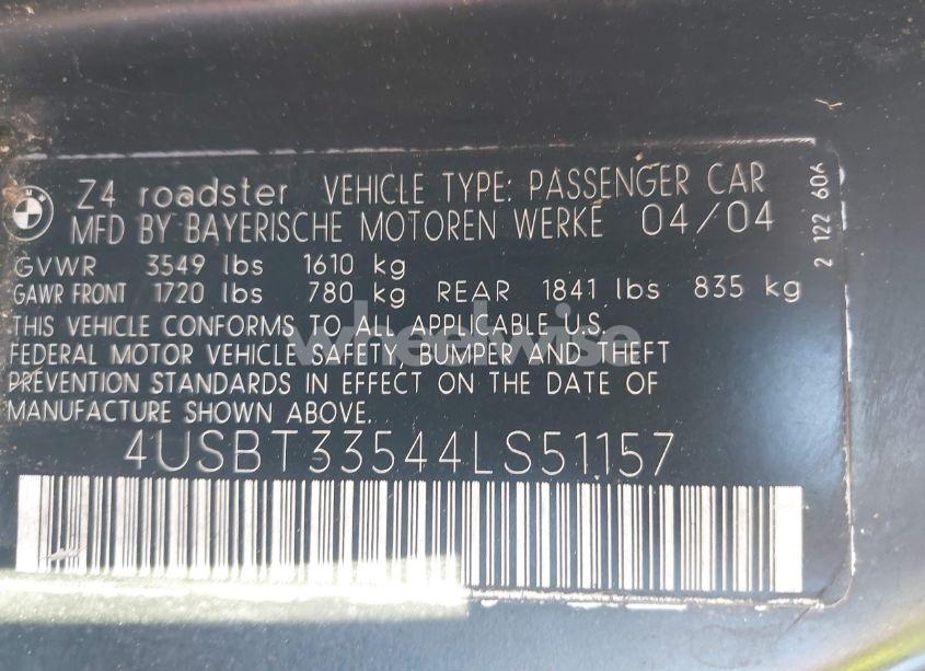 Photo 9 of 2004 Bmw Z4 2.5I (VIN 4USBT33544LS51157)