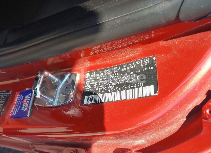 Photo 9 of 2004 Bmw Z4 2.5I (VIN 4USBT33554LS49420)