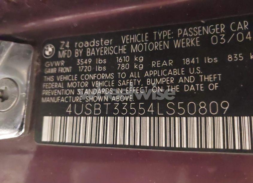 Photo 9 of 2004 Bmw Z4 2.5I (VIN 4USBT33554LS50809)