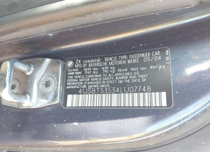 Photo 9 of 2004 Bmw Z4 3.0I (VIN 4USBT53534LU07748)