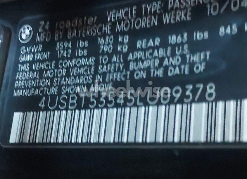 Photo 9 of 2005 Bmw Z4 3.0I (VIN 4USBT53545LU09378)