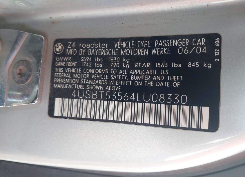 Photo 9 of 2004 Bmw Z4 3.0I (VIN 4USBT53564LU08330)