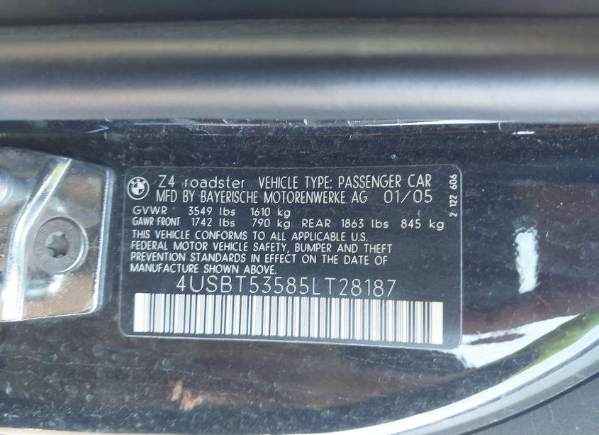 Photo 9 of 2005 Bmw Z4 3.0I (VIN 4USBT53585LT28187)