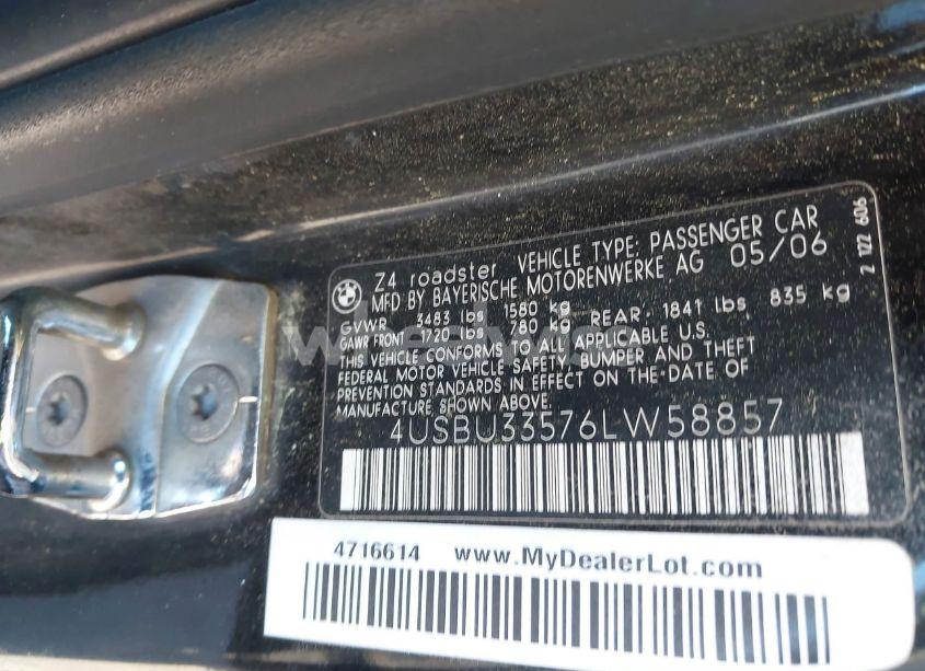 Photo 9 of 2006 Bmw Z4 3.0I (VIN 4USBU33576LW58857)