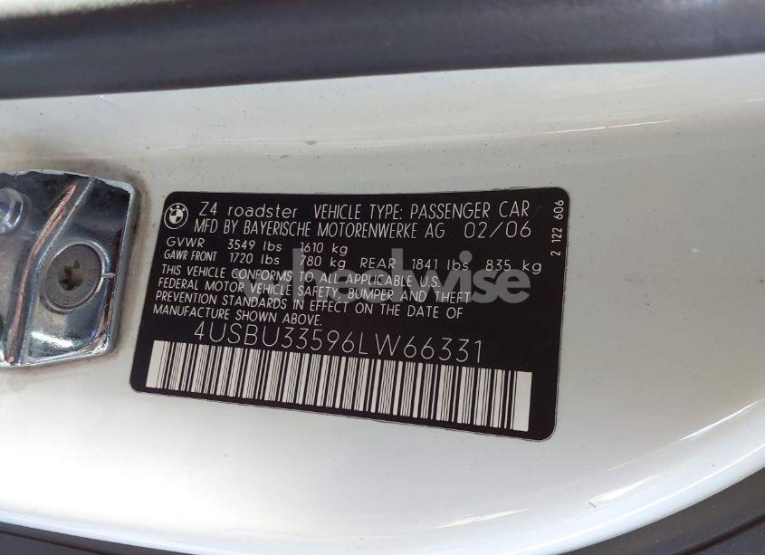 Photo 9 of 2006 Bmw Z4 3.0I (VIN 4USBU33596LW66331)