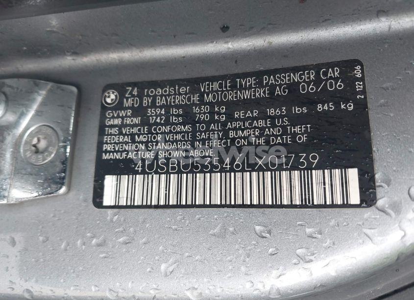 Photo 9 of 2006 Bmw Z4 3.0SI (VIN 4USBU53546LX01739)