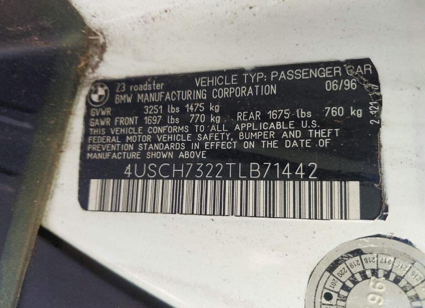 Photo 9 of 1996 Bmw Z3 1.9 (VIN 4USCH7322TLB71442)