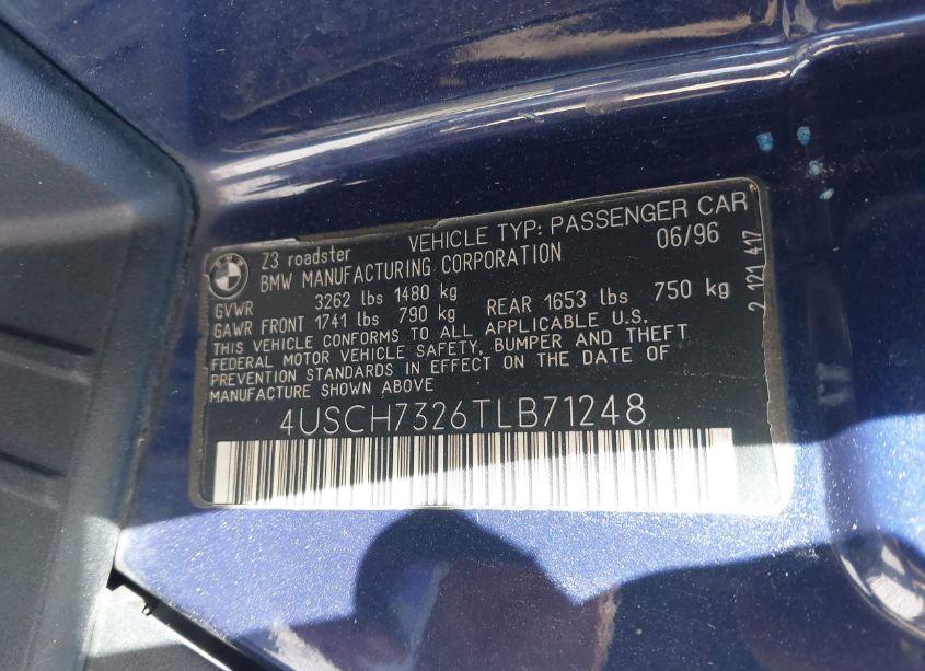 Photo 9 of 1996 Bmw Z3 1.9 (VIN 4USCH7326TLB71248)