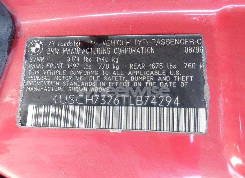 Photo 9 of 1996 Bmw Z3 1.9 (VIN 4USCH7326TLB74294)